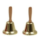 VerPetridure 2Pc Classic Metal Christmas Hand Bells Christmas New Year Santa Claus Party Celebration Ringer Gold Classic Metal Christmas Hand Bell Xmas New Year Santa Party Celebrate Rattle
